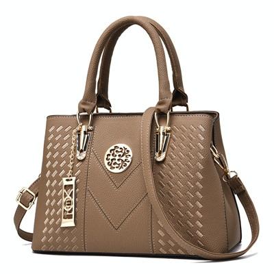 Women Leather Messenger Handbag - Stylish and Functional - Khaki