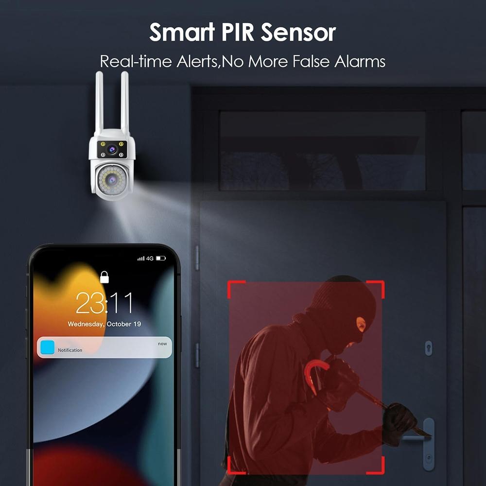 Outdoor Wifi Dual-Lens Camera With Night Vision And Remote Control