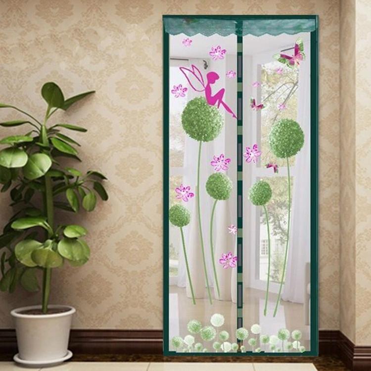 90x210cm Magnetic Summer Mosquito Screen Door Curtain - Green