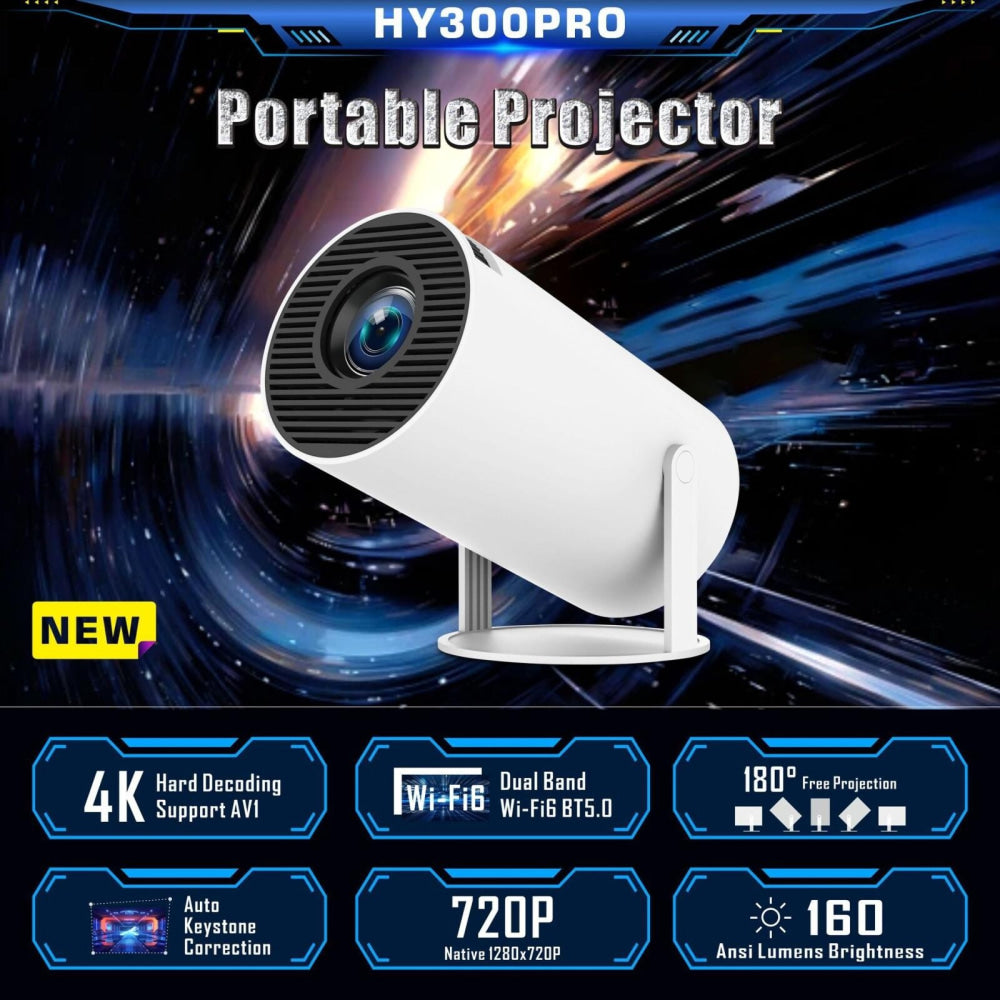 Smart Portable Projector With Android 11.0 System - 120 Lumen