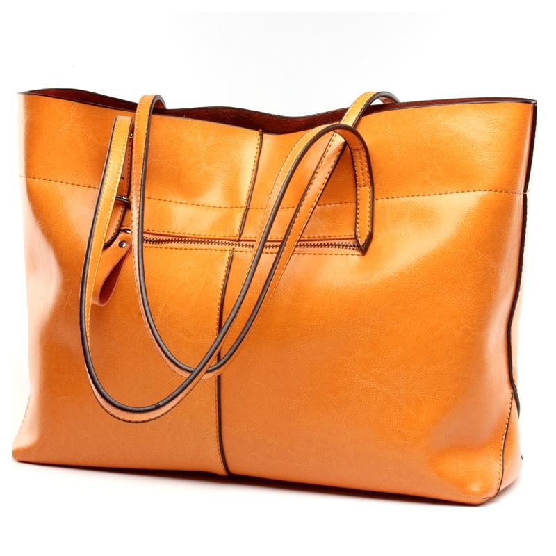 Stylish Shoulder Tote For Women - Charm Orange Horizontal Version