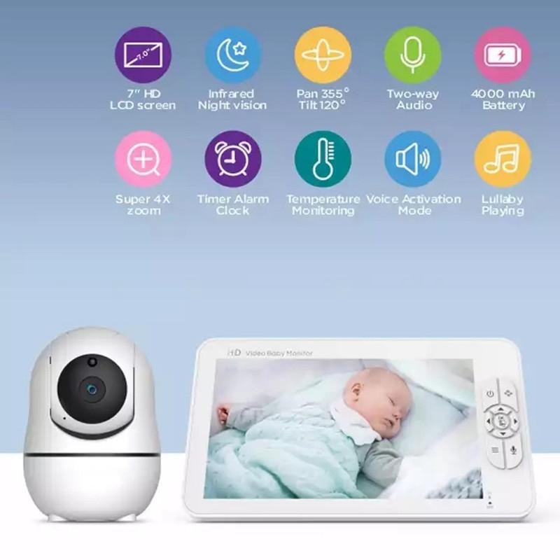 Wireless Baby Monitor With 7 Screen Night Vision & Two-Way Intercom