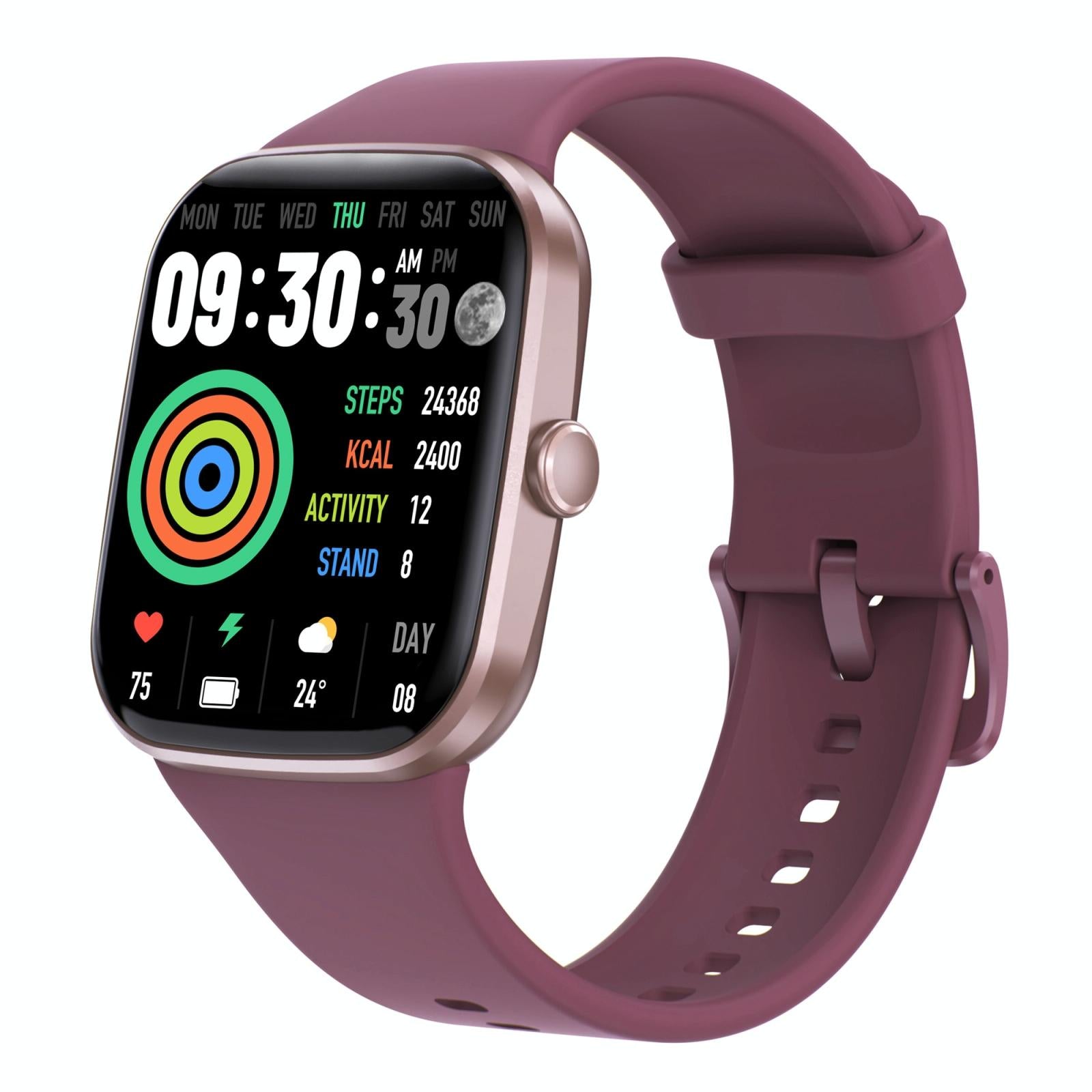 Ip67 Waterproof Smart Bracelet Bluetooth Call Fitness Tracker - Wine Red