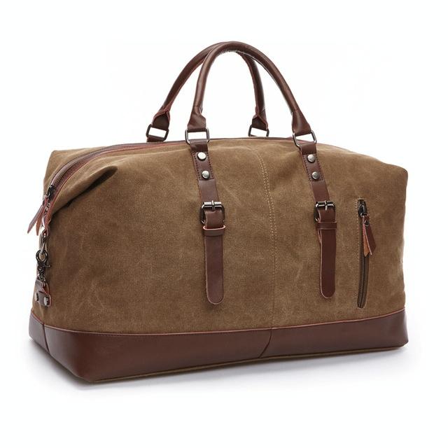 Men Leather Duffel Bag for Carry-on Travel - Coffee