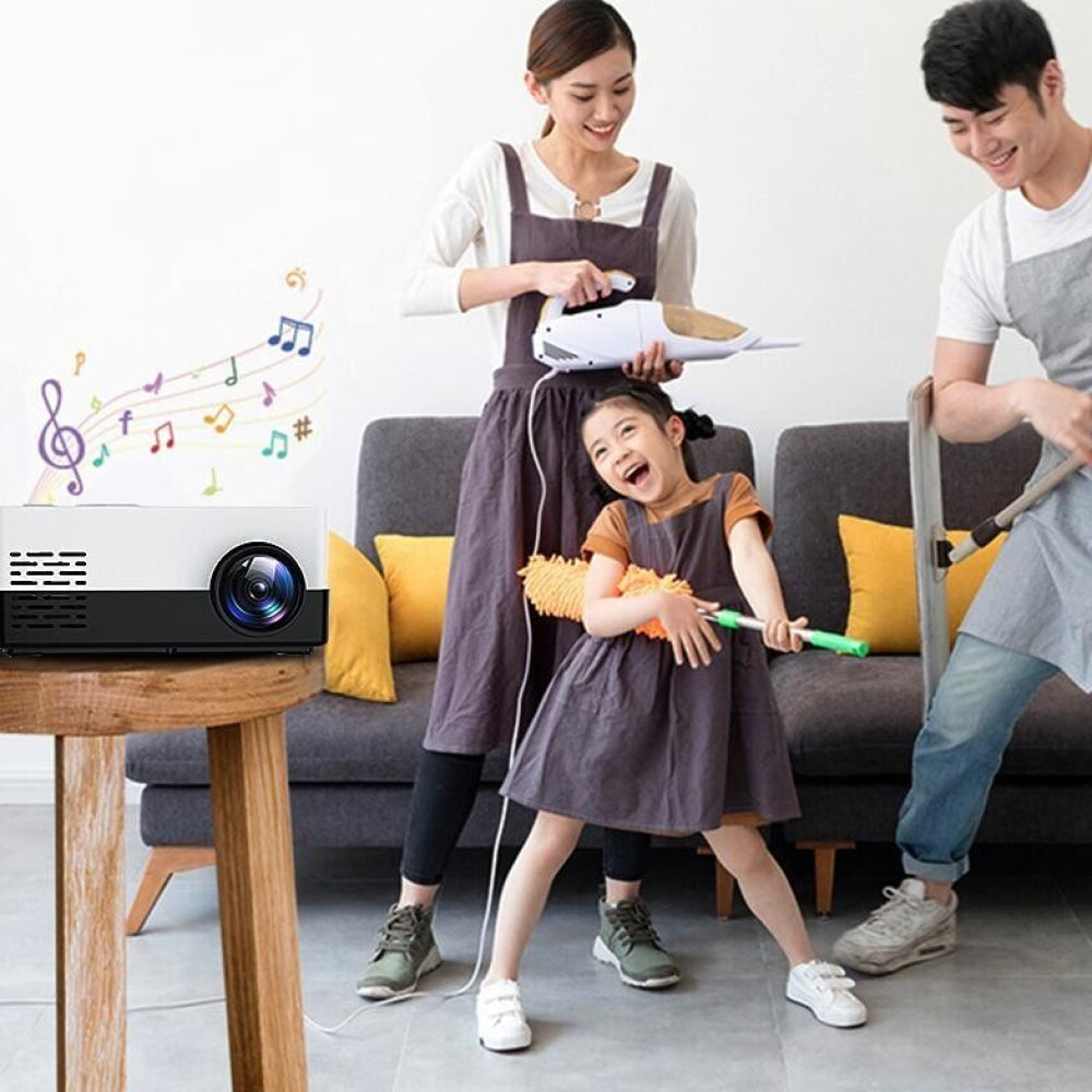 Portable Hd 1080P Led Projector With Tf / Av / Usb Support - Blue White