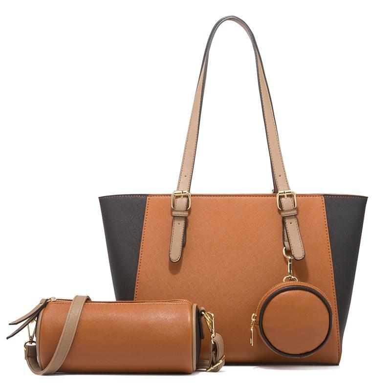 Large Capacity 3-in-1 Fashion Handbag for Women - Brown