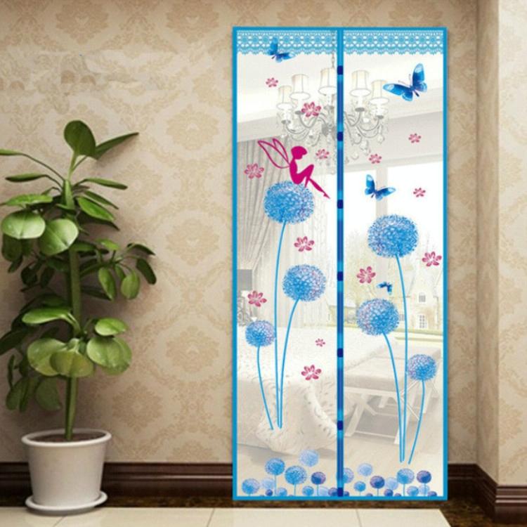 90x210cm Magnetic Summer Mosquito Screen Door Curtain - Baby Blue