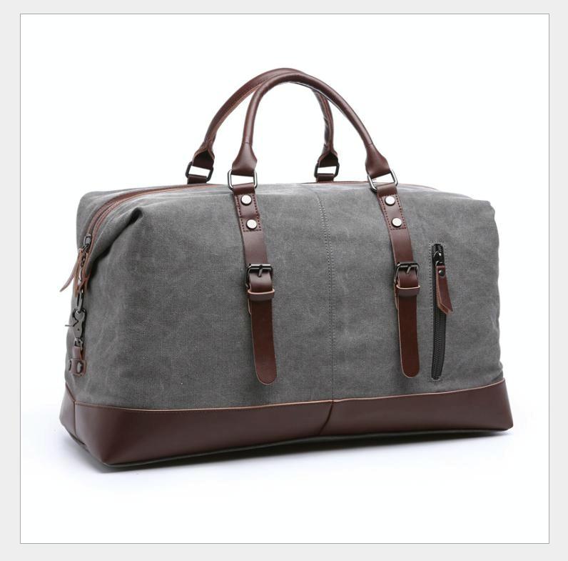 Men Leather Duffel Bag for Carry-on Travel - Gray