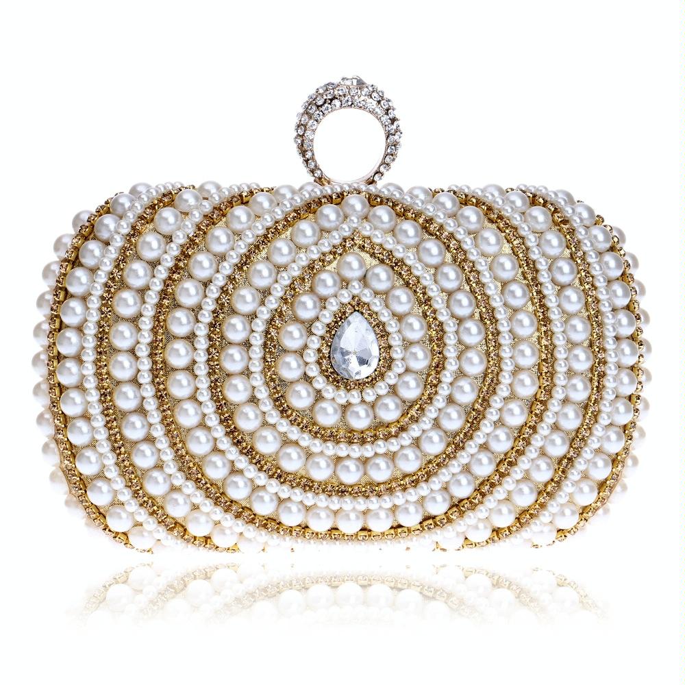 Stylish Pearl Handbag for Fashion Banquets and Parties - Gold