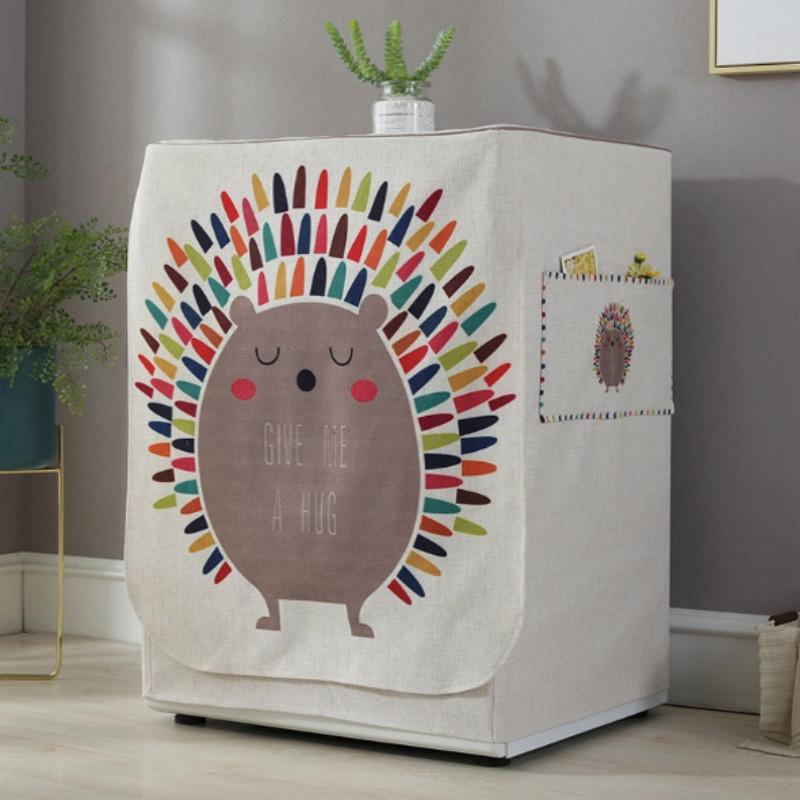 Cartoon Cotton Linen Drum Roller Washing Machine Dust Cover - 83x60x60cm Size - Bike