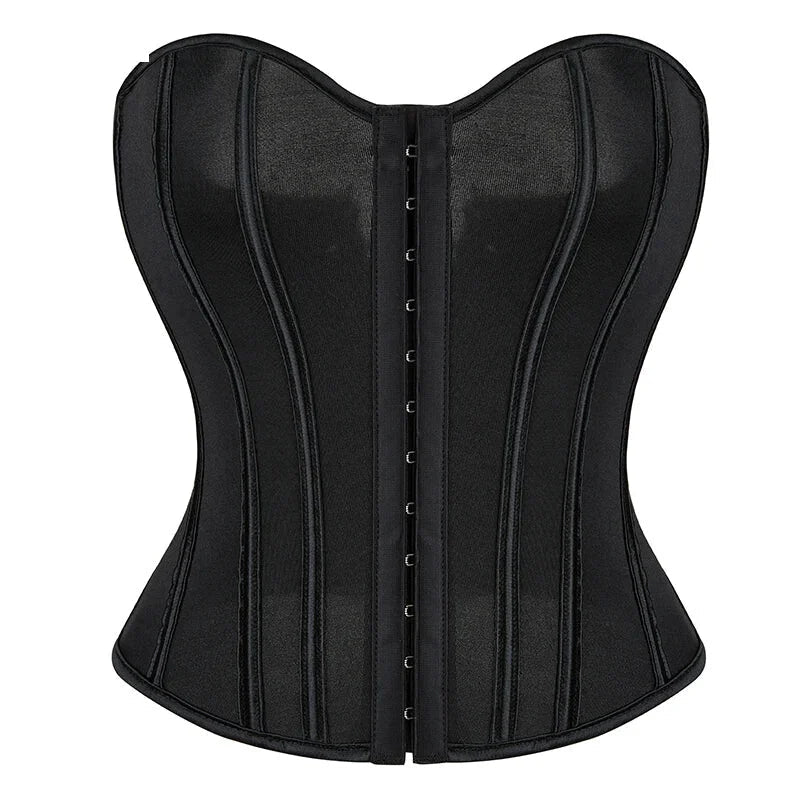 Translucent Gothic Bustier Crop Top Plus Size S-6Xl Burlesque Vintage Lingerie - M