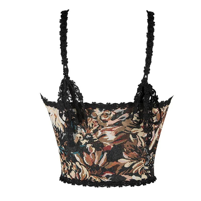 Brown Steampunk Vest Tank Top With Lace And Strap Plus Size S-6Xl - 4Xl