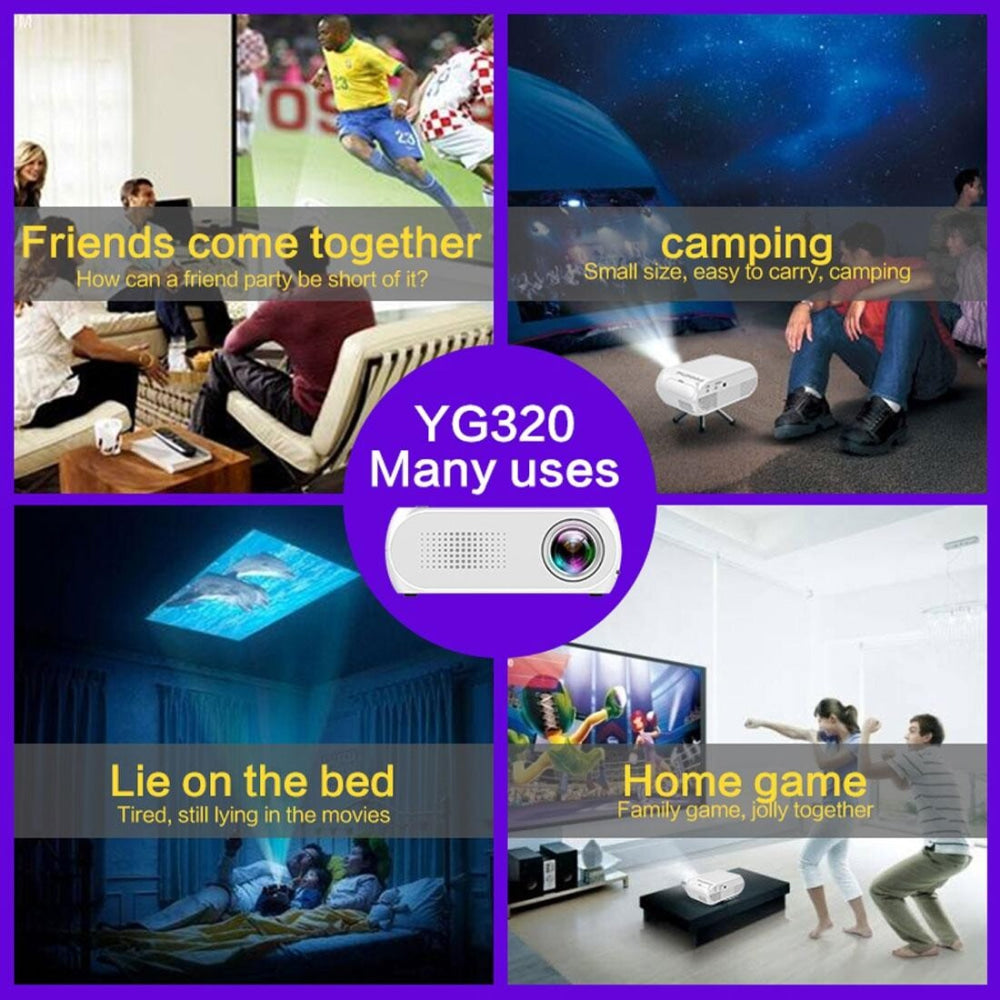 Mini Led Projector For Home Theater - Supports Hdmi Av Sd Usb - 320X240 Resolution - Silver