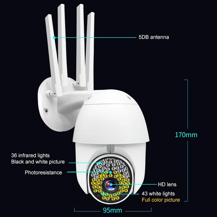 Outdoor Dome Camera With 1080P Hd Wifi Night Vision Two-Way Voice And Motion Detection