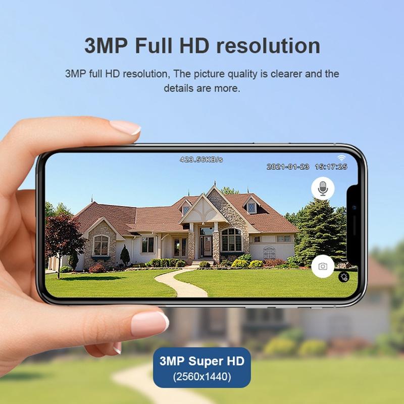 2.4G Wireless Ip Camera With 3.0Mp Motion Detection Two-Way Audio Night Vision And Tf Card Support - Ip65 Waterproof