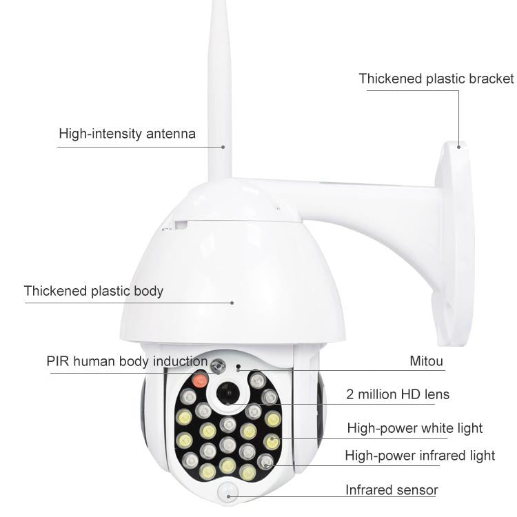 Outdoor Dome Camera With 2Mp Wifi Night Vision Two-Way Voice And Motion Detection