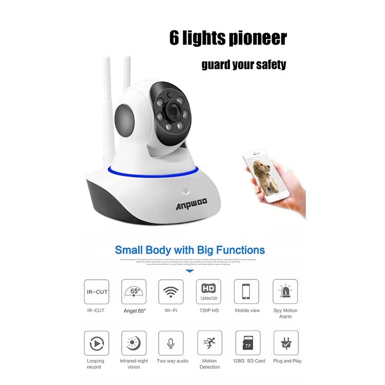 720P Hd Wifi Ip Camera With Motion Detection And Night Vision White
