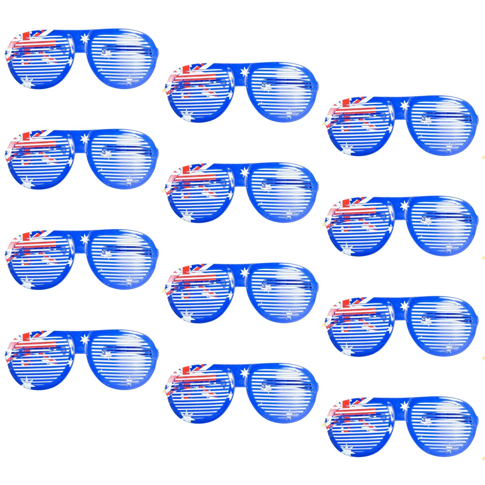 12x Jumbo Party Costume Glasses - Australian Flag Design - Wayfarer Oversized 26cm Wide