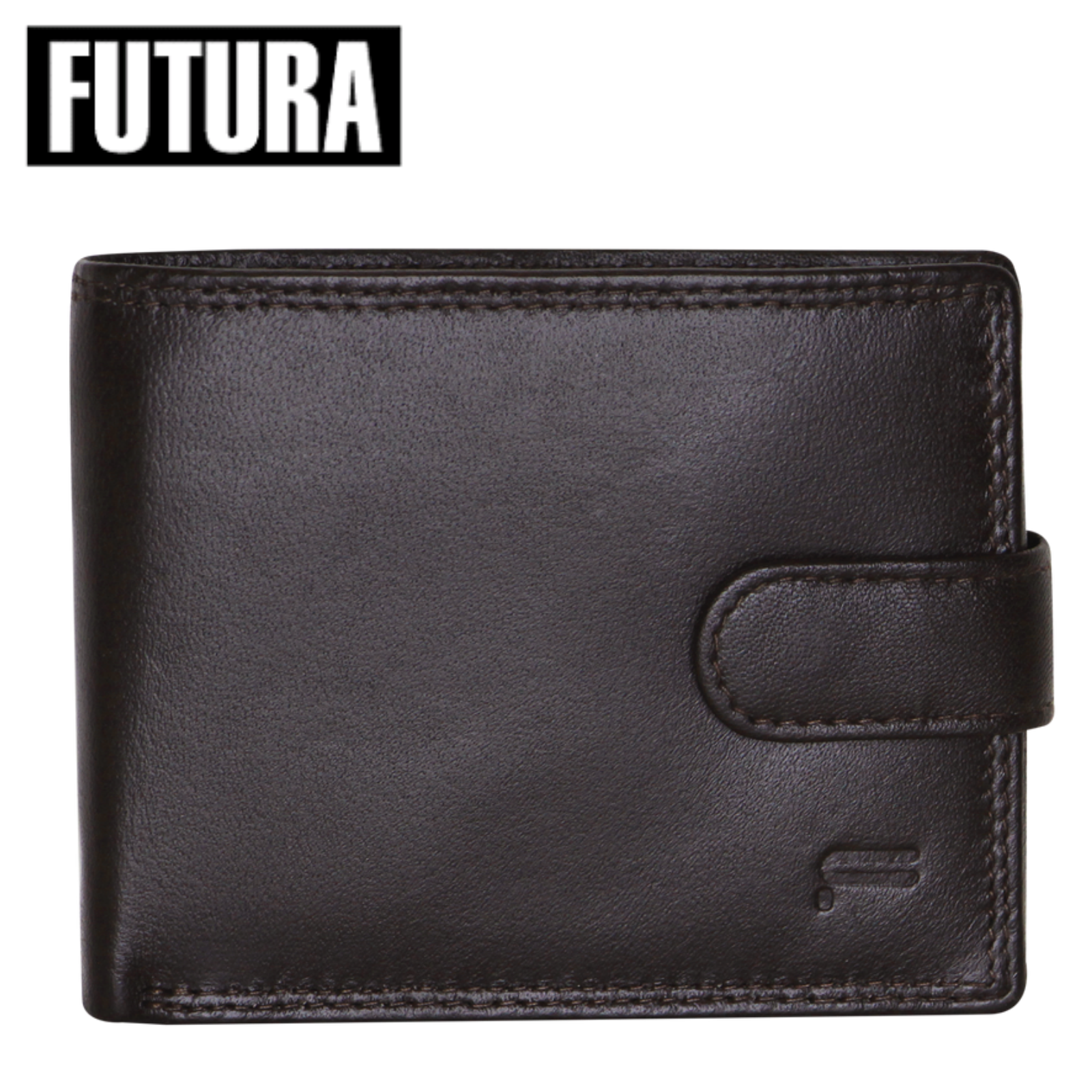 Futura Mens RFID Leather Coin Fold Over Wallet - Brown