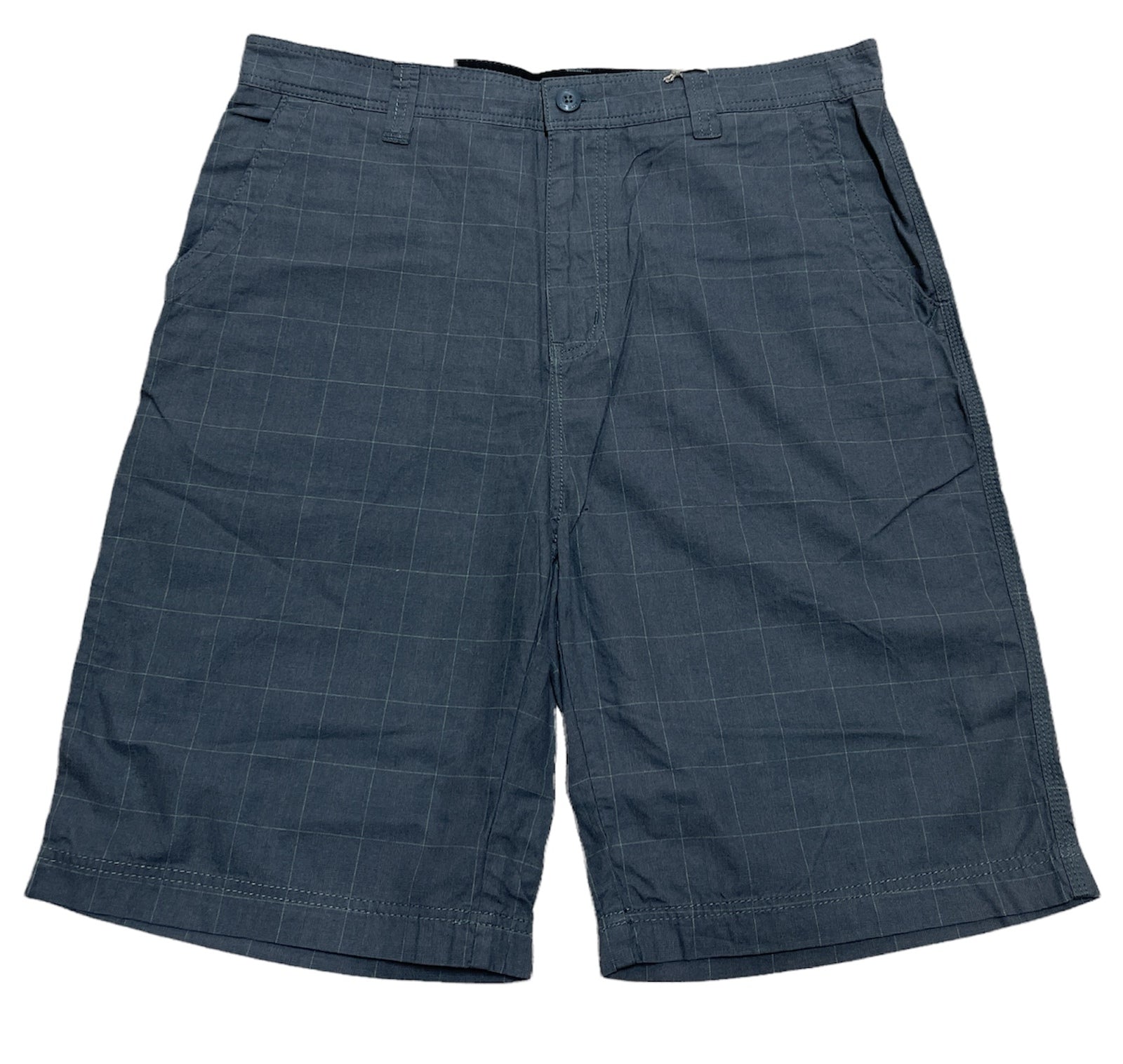 Mens 100% Cotton Summer Shorts - Check Grey - M/32