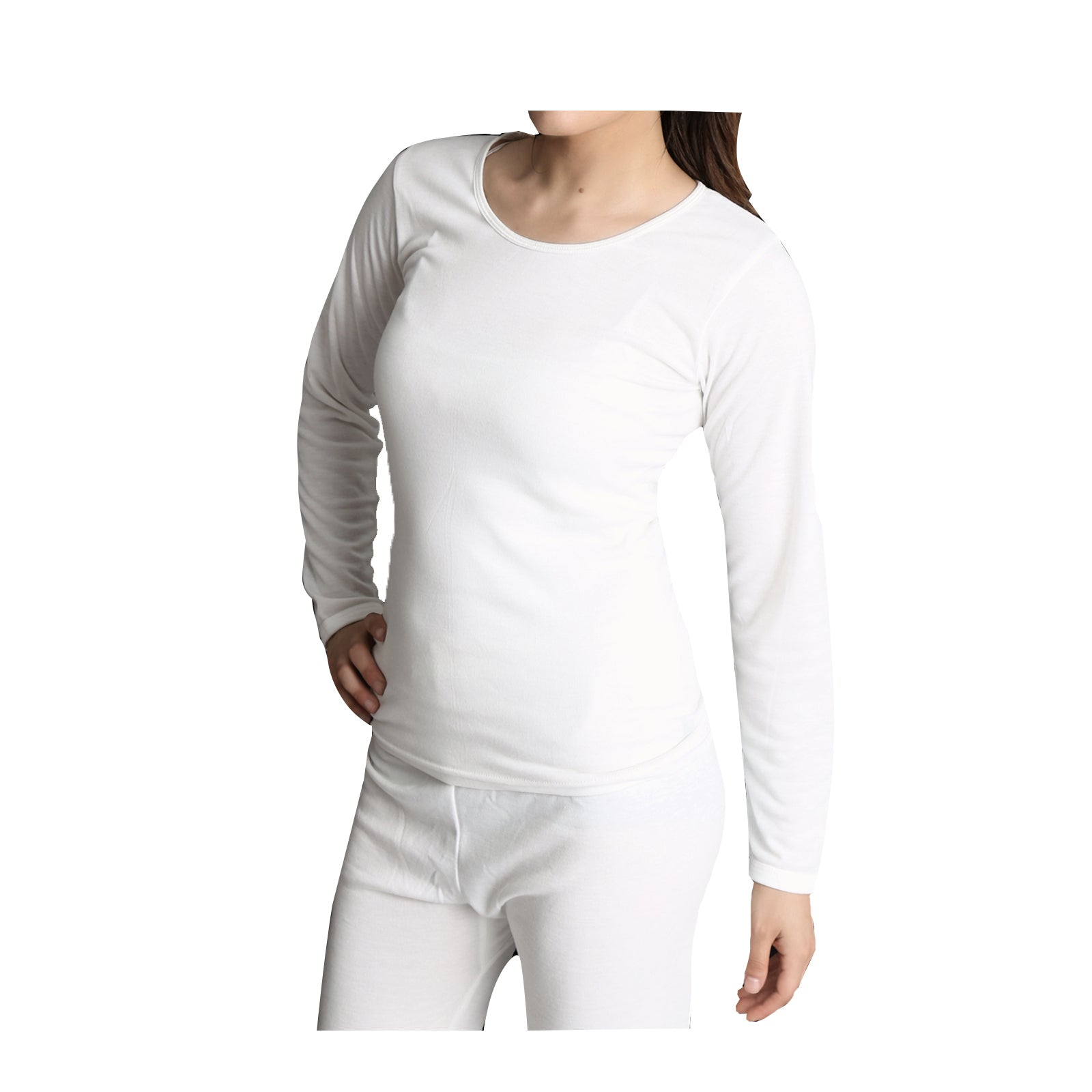 Ladies Merino Wool Blend Long Sleeve Thermal Spencer Top Underwear Thermals - Beige - 14-16