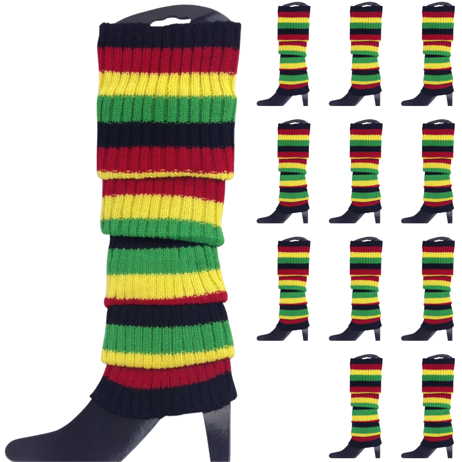 12x LEG WARMERS Knitted Womens Costume Neon Dance Party Knit 80s BULK - Indigenous Colours