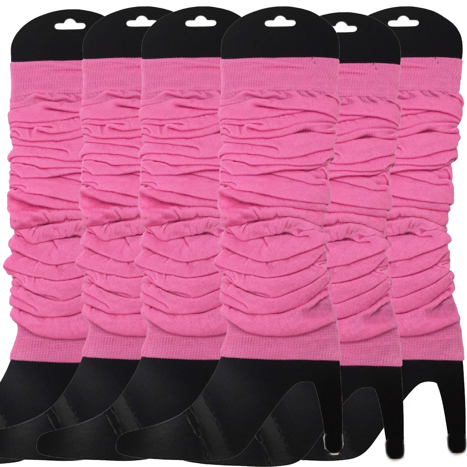 6x LEG WARMERS Knitted Womens Neon Party Knit Ankle Fluro Dance Costume 80s BULK - Light Pink