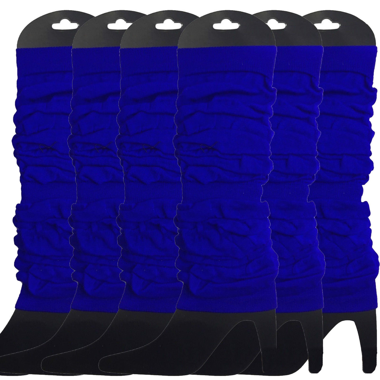 6x LEG WARMERS Knitted Womens Neon Party Knit Ankle Fluro Dance Costume 80s BULK - Royal Blue