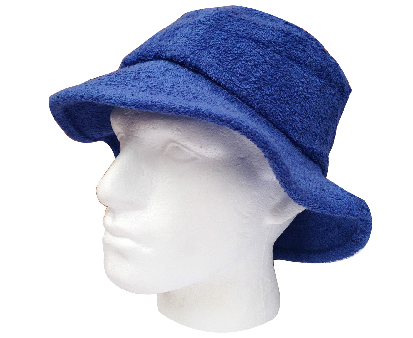 Terry Towelling BUCKET HAT Daggy Fishing Camping Lad Cap Retro 100% COTTON - Blue - Small