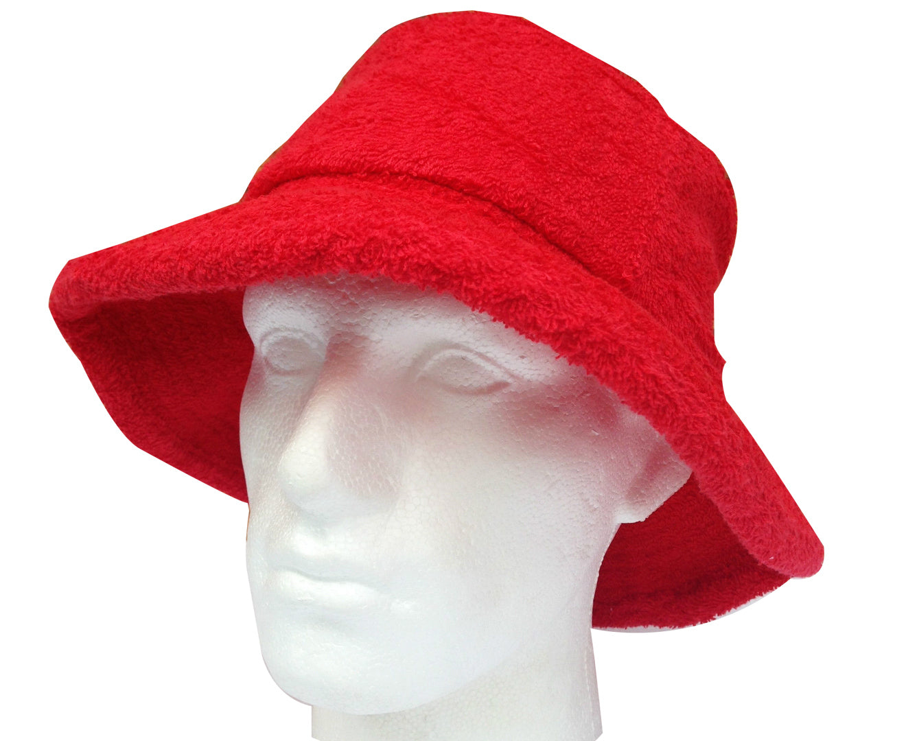 Terry Towelling BUCKET HAT Daggy Fishing Camping Lad Cap Retro 100% COTTON - Red - XX-Large