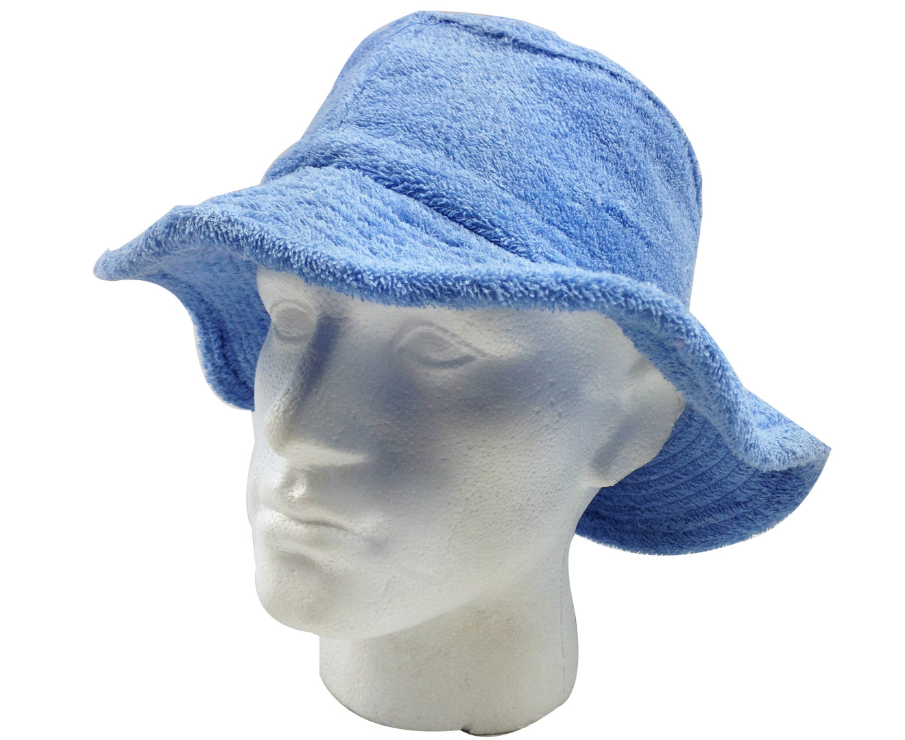 Terry Towelling BUCKET HAT Daggy Fishing Camping Lad Cap Retro 100% COTTON - Sky Blue - XXL