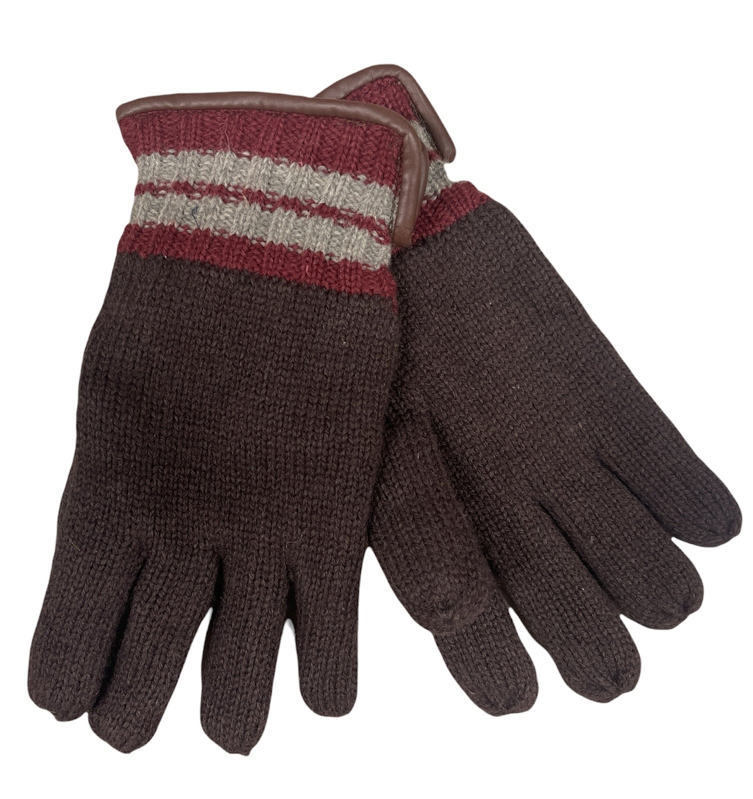 DENTS Wool Gloves Winter w/ Warm Fleece Insulated Thermal Knitted - Brown