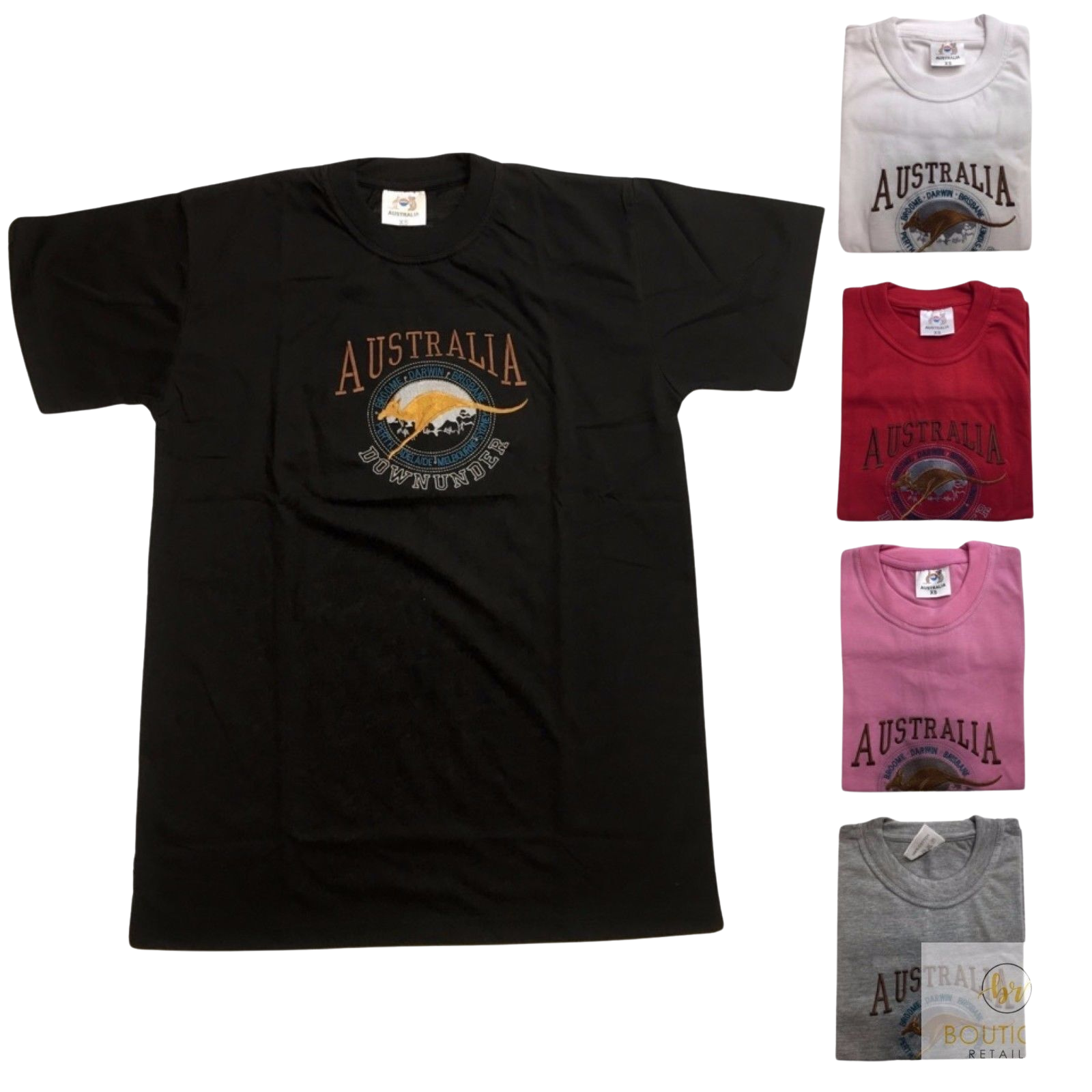 Adult Australia Kangaroo T Shirt Australia Day Souvenir Tee Top 100% Cotton - Pink - L