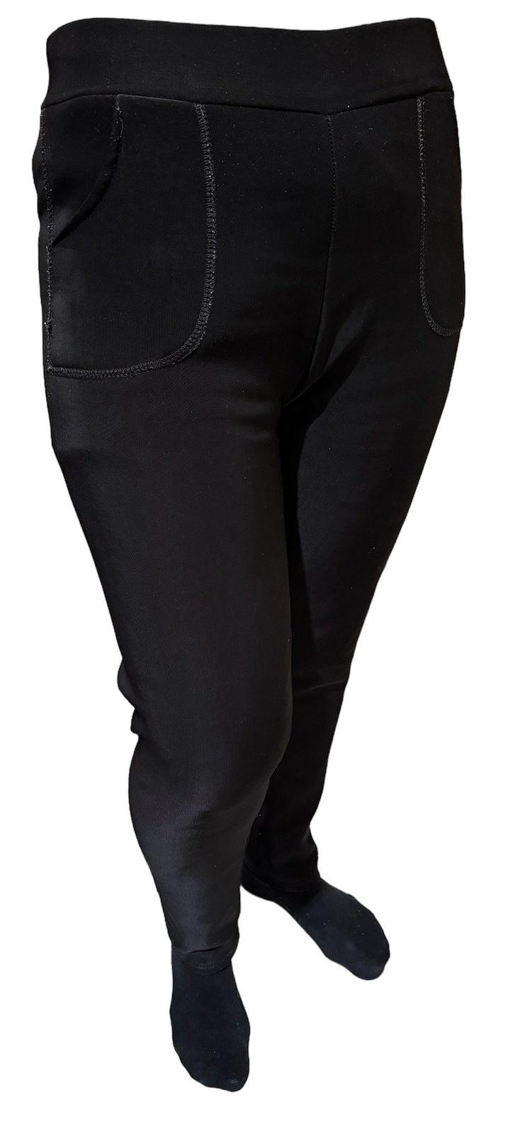 Ladies Fur Lined Thermal Leggings Womens Warm Winter Pants Stretch Skinny Leg - M/L