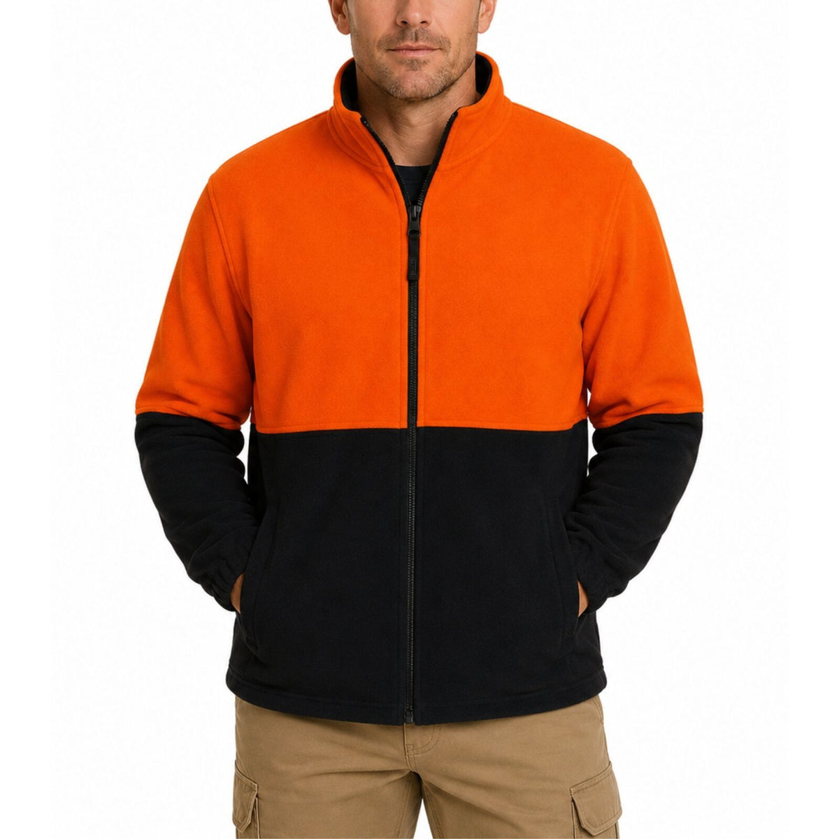 Hi Vis Polar Fleece Full Zip Safety Workwear Fleecy Jacket Unisex - Orange