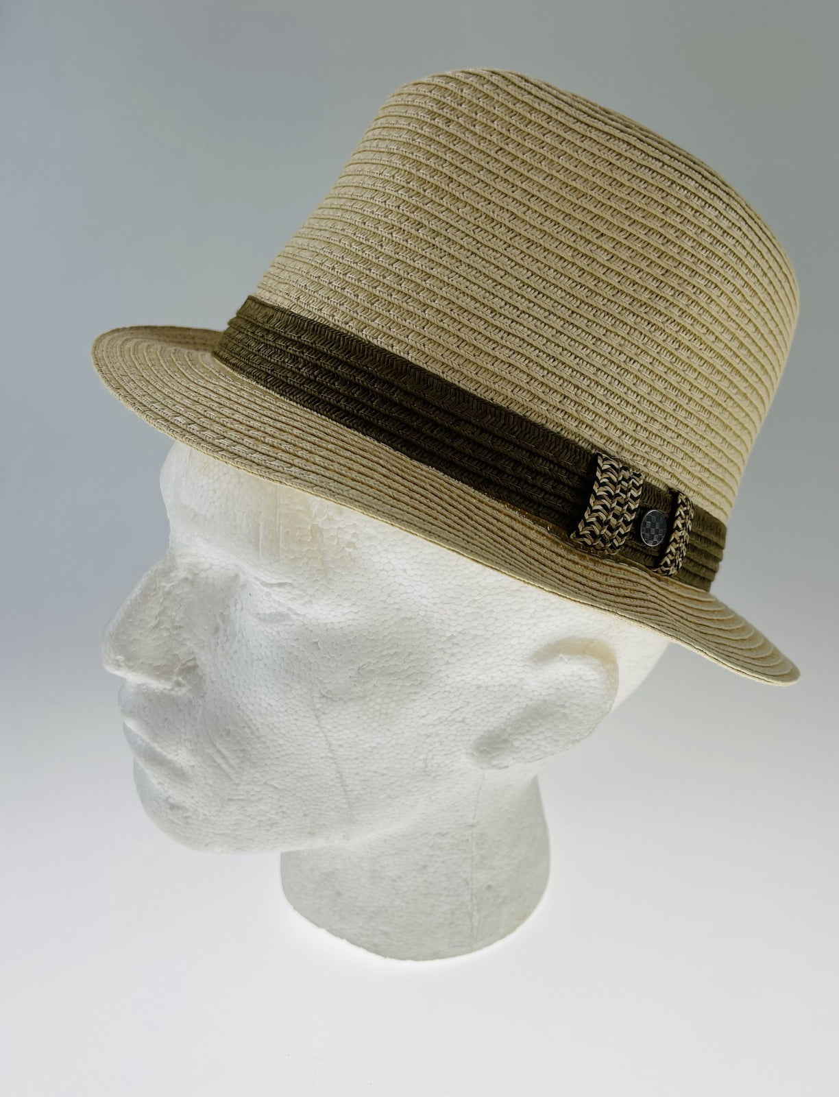 Dents Mens Straw Hat Toyo Trilby Fedora Summer Sun Stingy Brim - Natural/Brown - L/XL