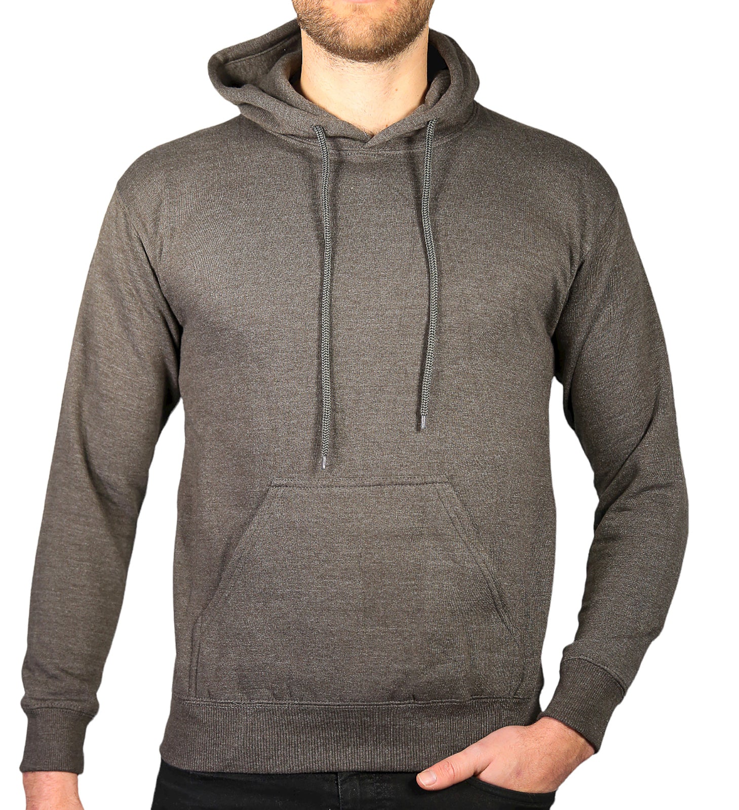Adult Mens 100% Cotton Fleece Hoodie Jumper Pullover Sweater Warm Sweatshirt - Charcoal Grey - M