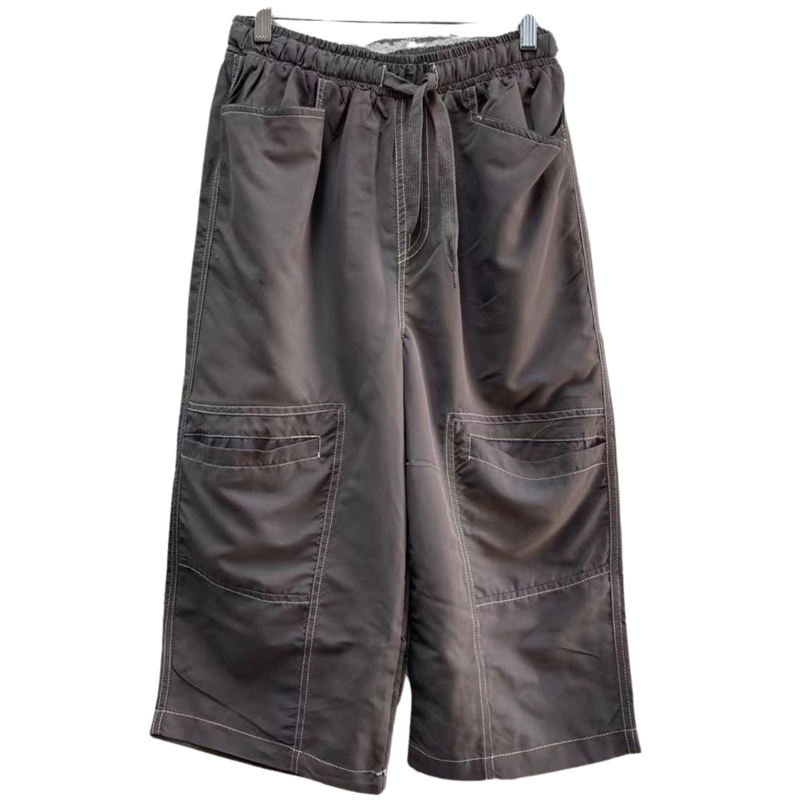 Mens 3/4 Longer Length Microfibre Cargo Shorts Bottoms - Rabbit - S