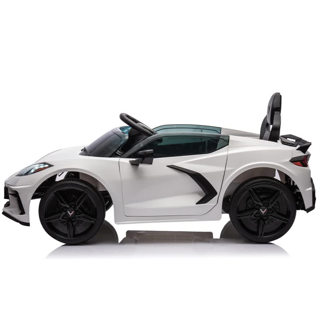 12V Licensed V8 Corvette Battery Powered Sports Kids Ride On Car – White