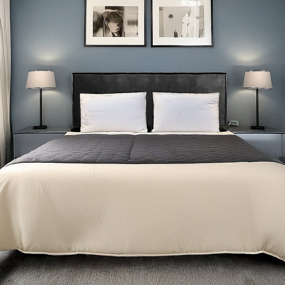 PU Leather Queen Bed Headboard Bedhead - Black