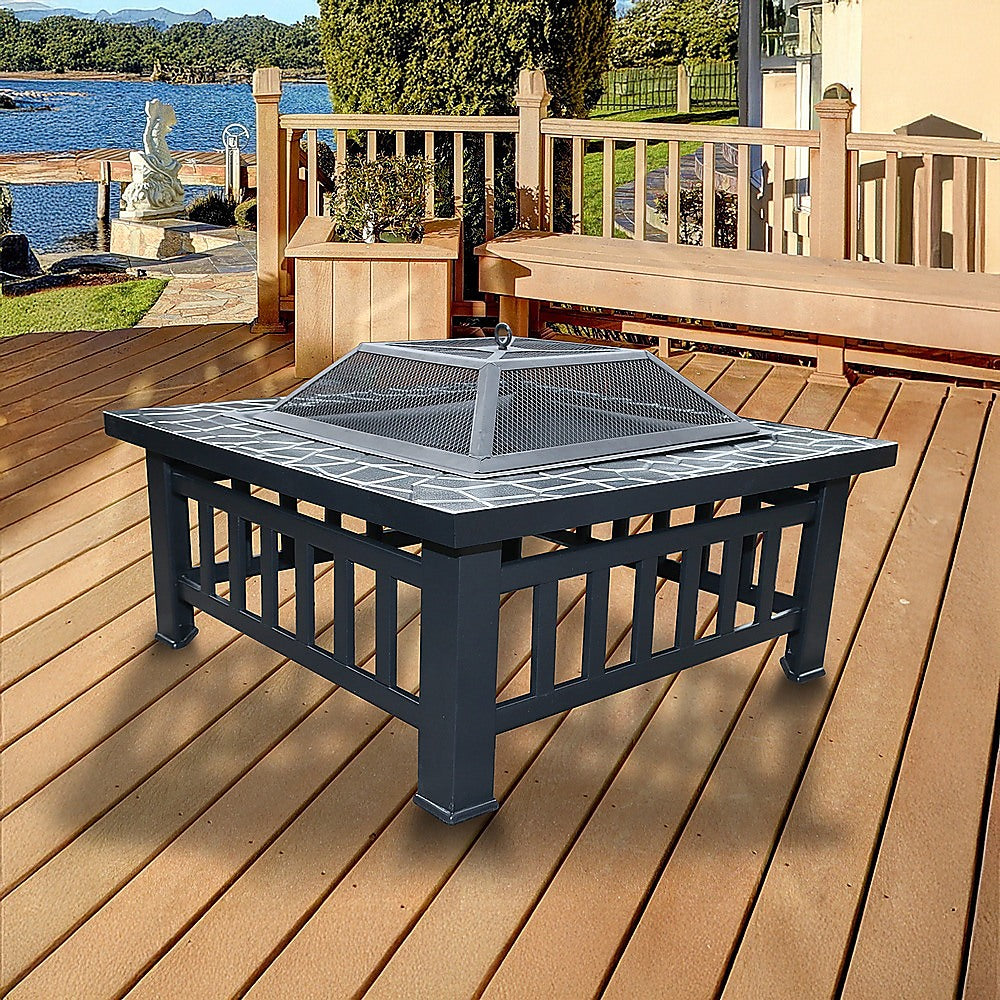 18" Square Metal Fire Pit Outdoor Heater