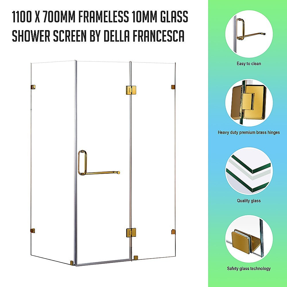 1100 x 700mm Frameless 10mm Glass Shower Screen By Della Francesca
