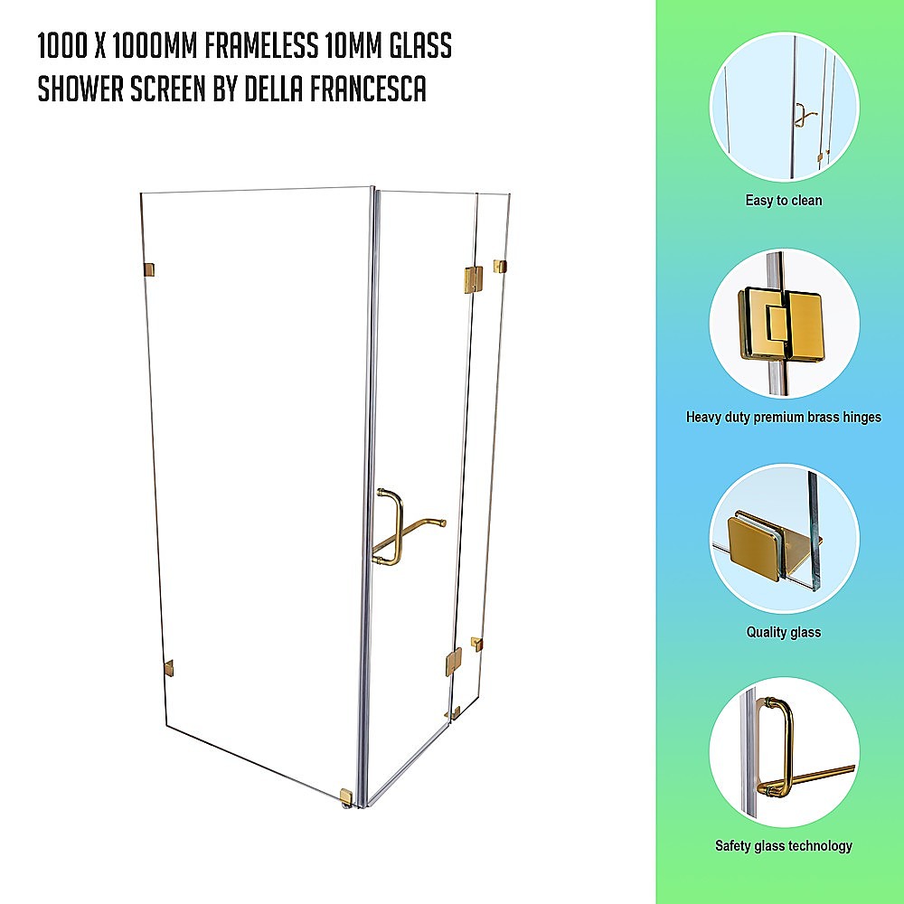 1000 x 1000mm Frameless 10mm Glass Shower Screen By Della Francesca