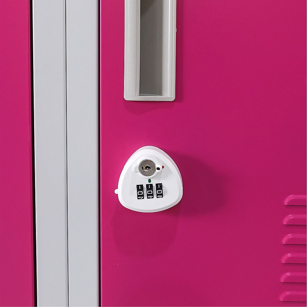 12-Door Steel Locker – Grey with Pink Door, 3-Digit Combination Lock