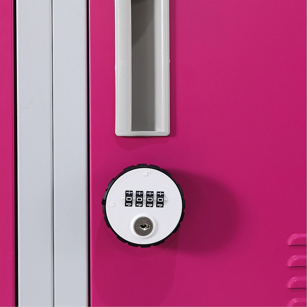 12-Door Steel Locker – Grey with Pink Door, 4-Digit Combination Lock