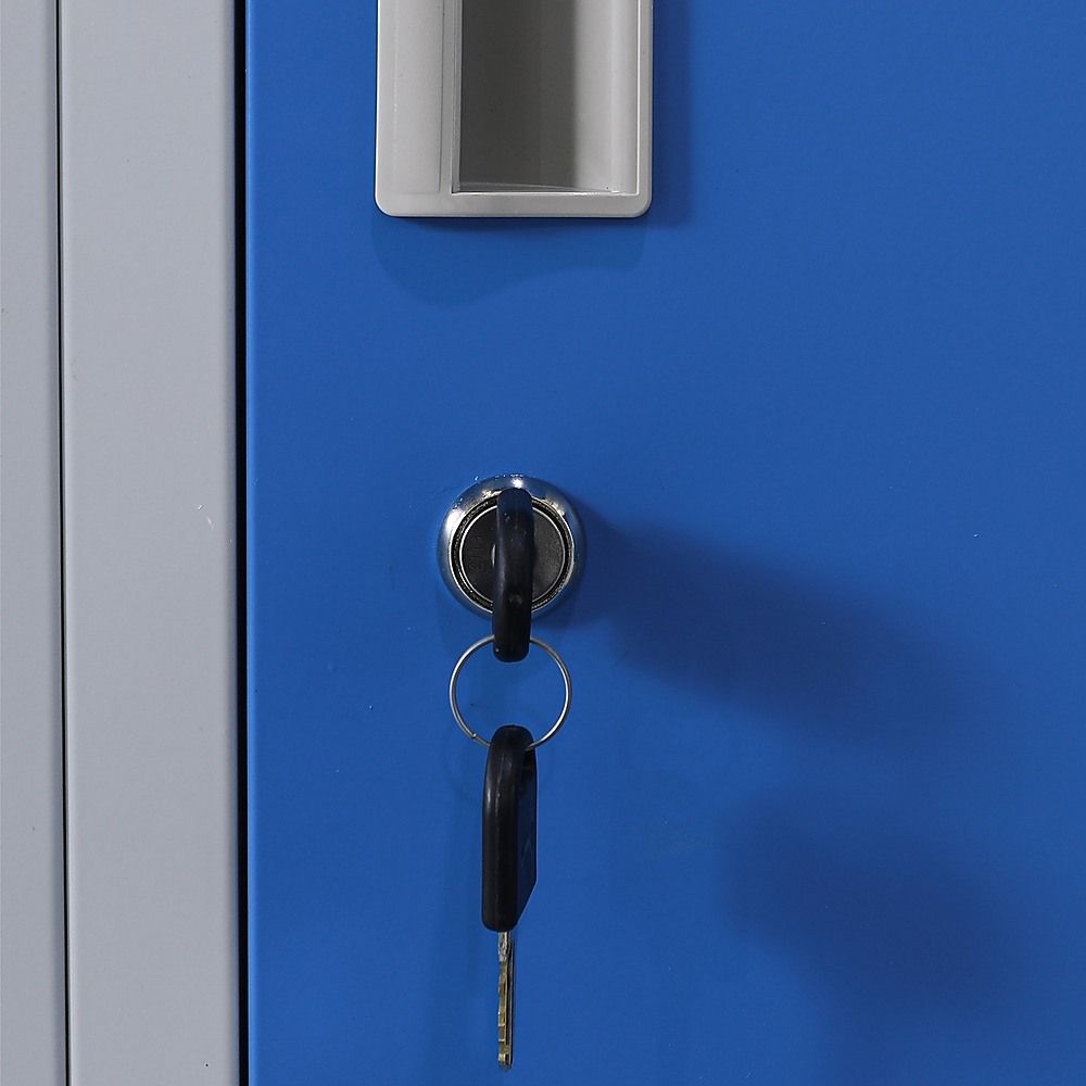 12-Door Steel Locker – Grey with Blue Door, Standard Lock with 2 Keys