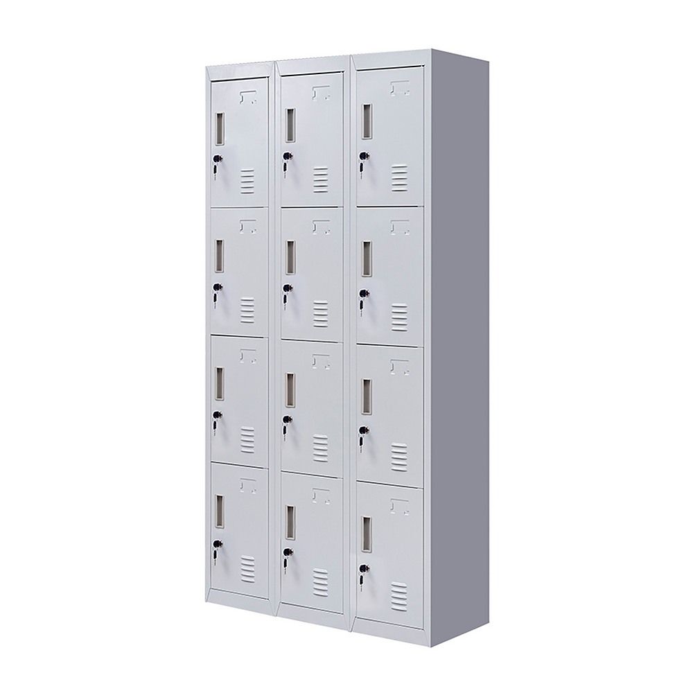 12-Door Steel Locker – Grey, Standard Lock with 2 Keys