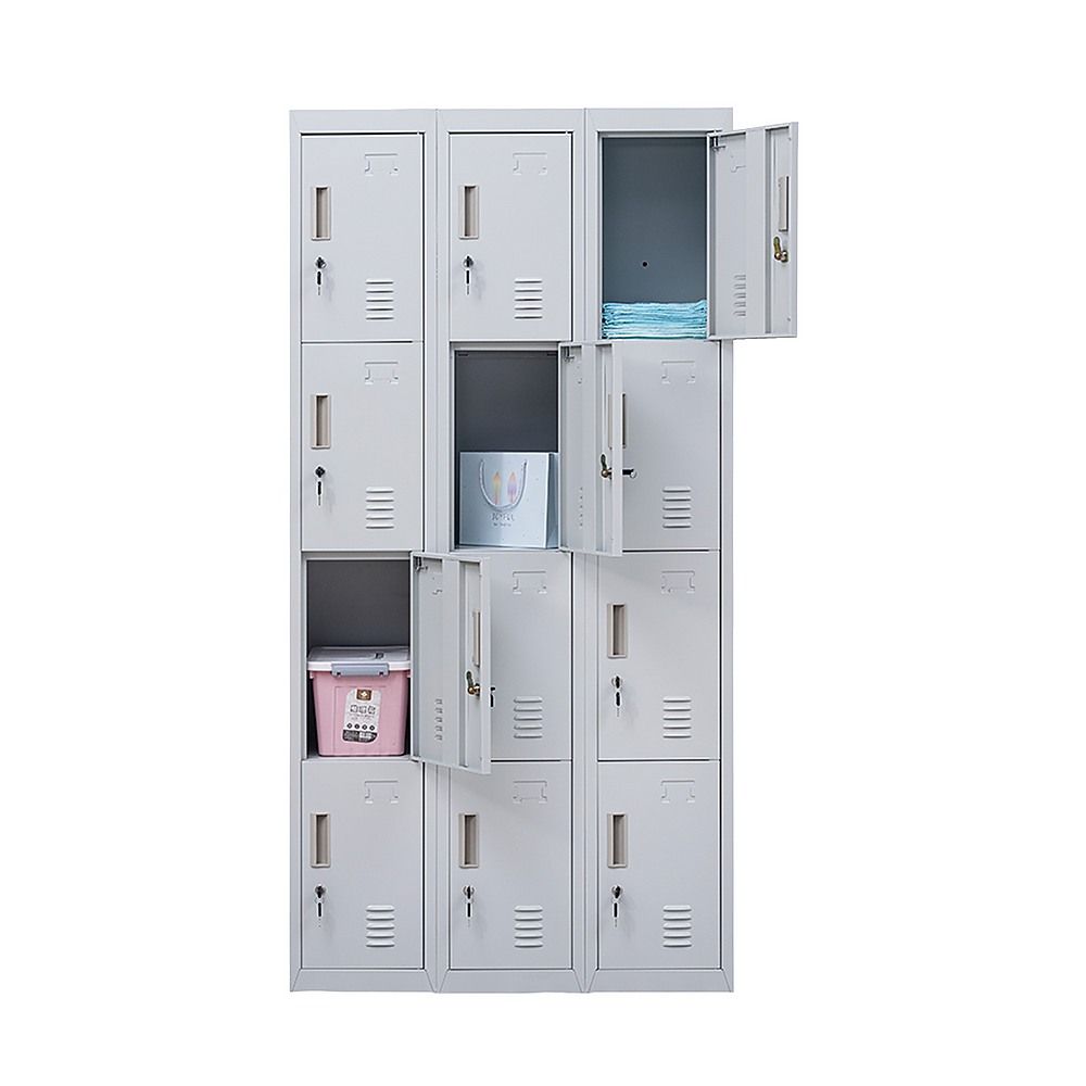 12-Door Steel Locker – Grey, Standard Lock with 2 Keys