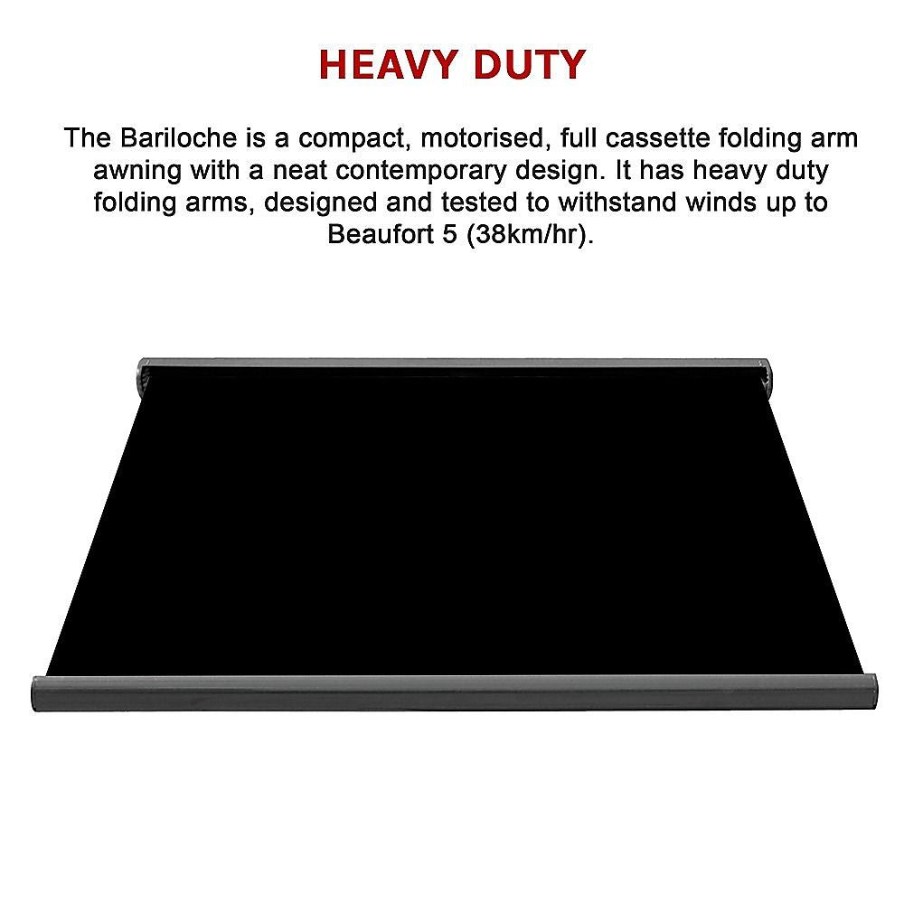 Motorised Retractable Awning – 5.5x3m Black Full Cassette Design