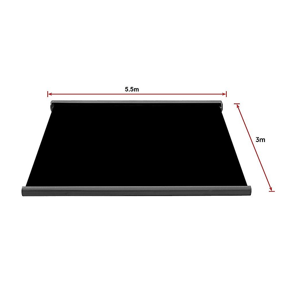 Motorised Retractable Awning – 5.5x3m Black Full Cassette Design